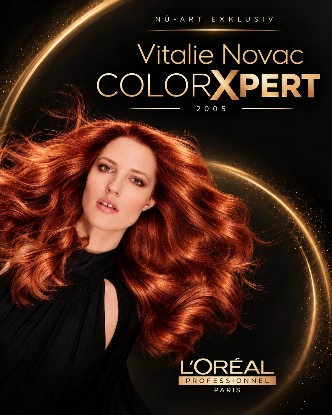 Vitalie Novac – COLORXPERT seit 2005, L’Oréal Professionnel Paris. Eigenständiges Motiv mit kupferrotem Haarlook.